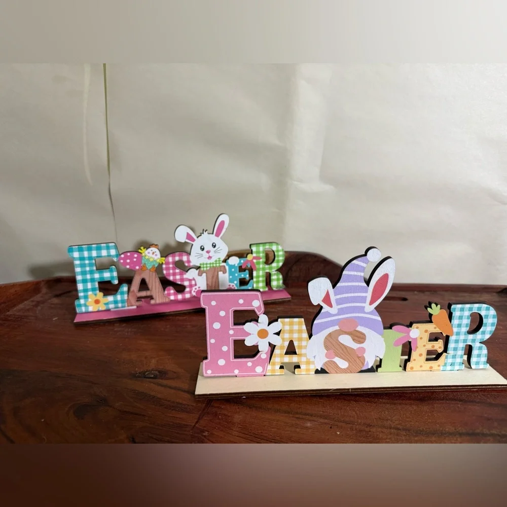Easter party theme decoration bundle 4 Pc Decorate Stand sign Hanging Sign